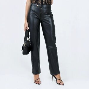 Princess Polly Faux Leather Pants in Black